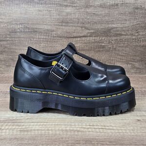 Dr. Martens Bethan Women's 6 Black Polished Leather Platform Mary Jane Shoes NEW